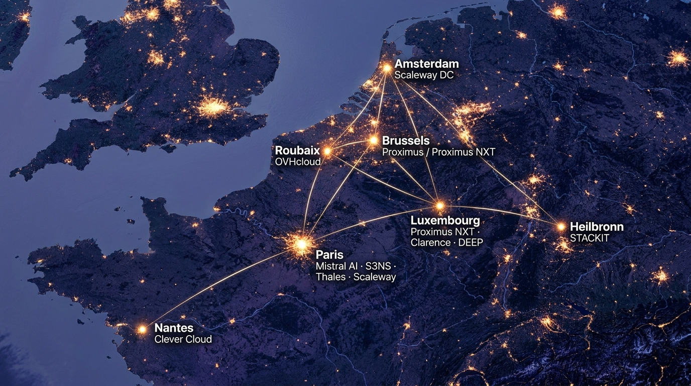 The Cloud III sovereign cloud network: Brussels, Luxembourg, Paris, Roubaix, Nantes, Amsterdam and Heilbronn