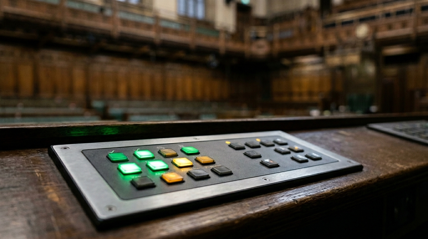 Electronic voting panel in parliament chamber