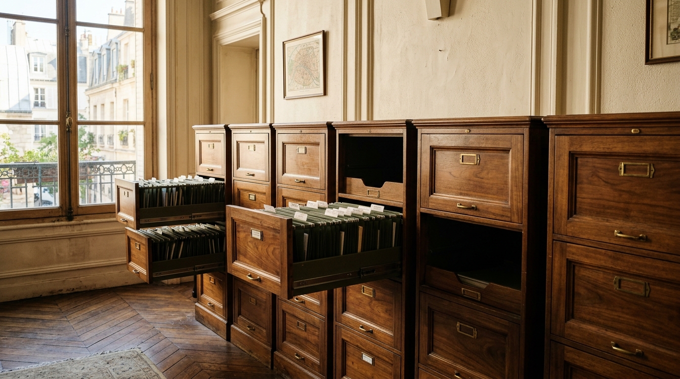 De Data Act — archiefkasten met open laden en dossiers