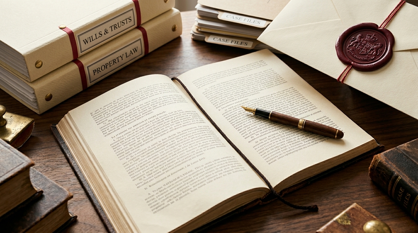 Juridische documenten met vulpen en rode wasstempel